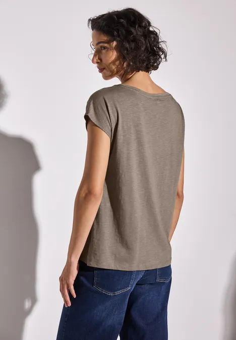 Shirt mit Raffung stone brown