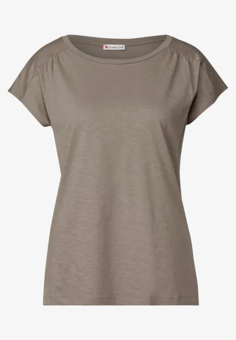 Shirt mit Raffung stone brown