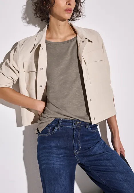 Shirt mit Raffung stone brown