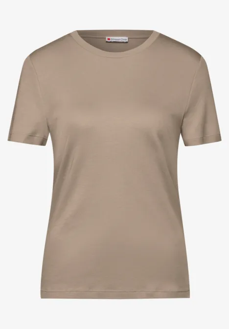 Basic T-Shirt in Unifarbe safari beige