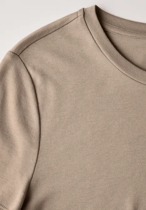 Basic T-Shirt in Unifarbe safari beige