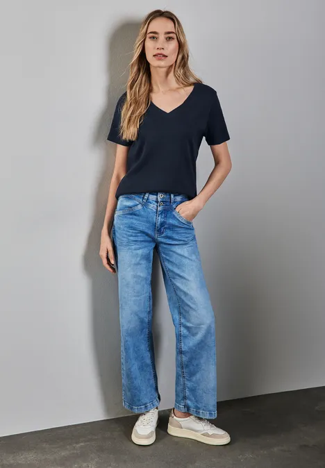 Basic V-Neck Shirt deep blue