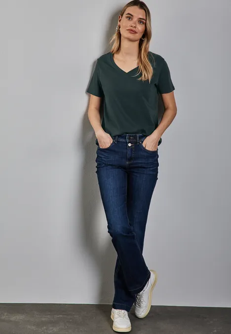 Basic V-Neck Shirt hunter green
