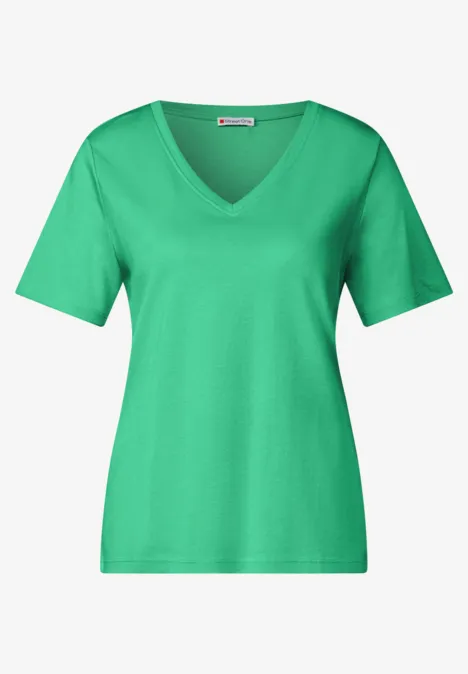 Basic V-Neck Shirt tendril green Basic V-Neck Shirt tendril green