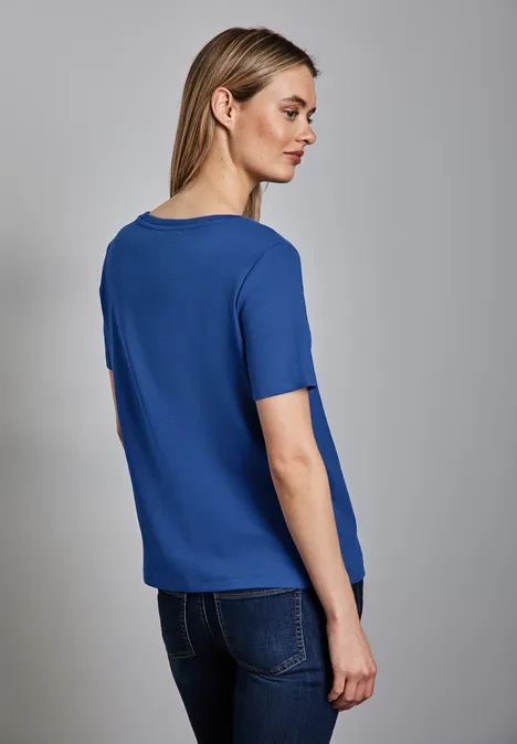 Chemise basique à col en V dodger blue