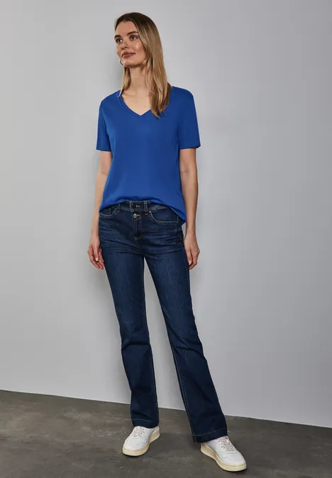 Chemise basique à col en V dodger blue