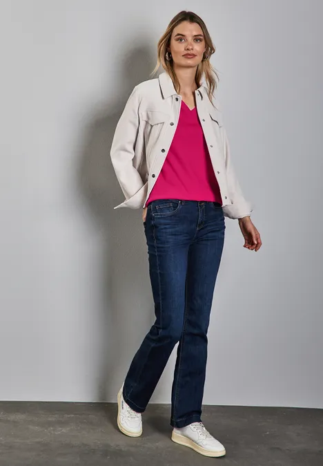 Basic V-Neck Shirt juicy berry