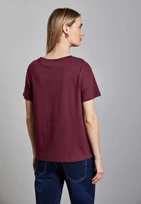 Basic V-Neck Shirt dark cherry red
