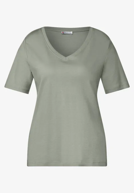 Basic V-Neck Shirt dusty milky green