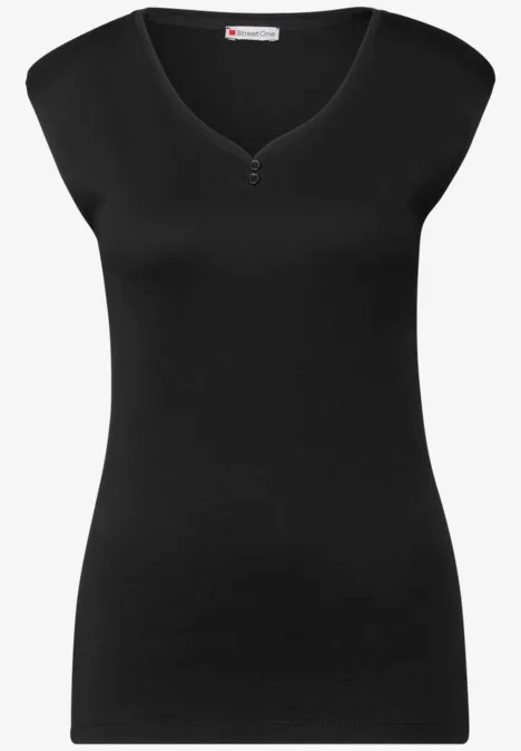 Long Shape Shirt mit Knöpfen Black