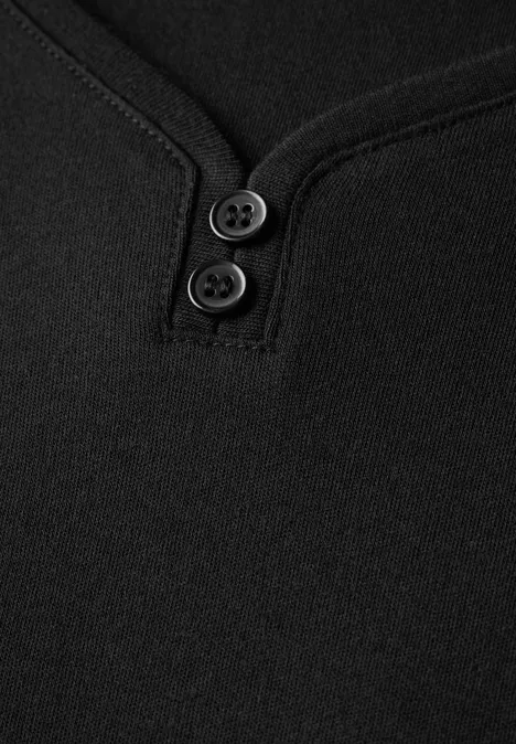 Long Shape Shirt mit Knöpfen Black