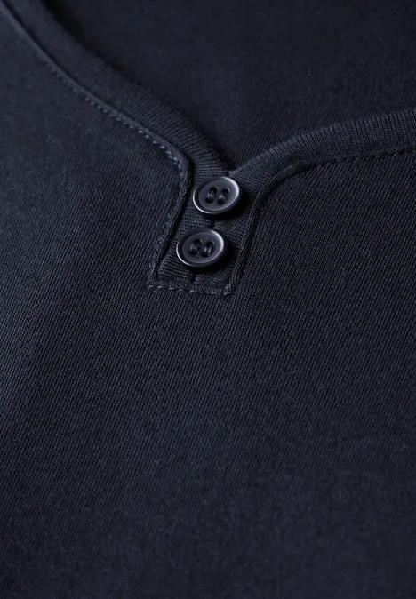 T-shirt long avec détail de boutons deep blue