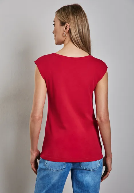 Long Shape Shirt mit Knöpfen glory red