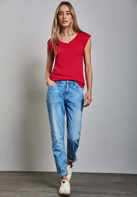Long Shape Shirt mit Knöpfen glory red