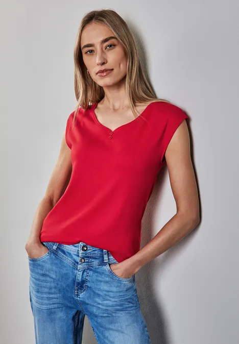 Long Shape Shirt mit Knöpfen glory red