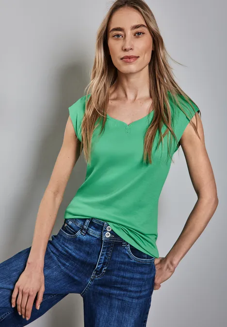 Long Shape Shirt mit Knöpfen tendril green