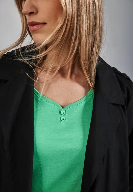 Long Shape Shirt mit Knöpfen tendril green