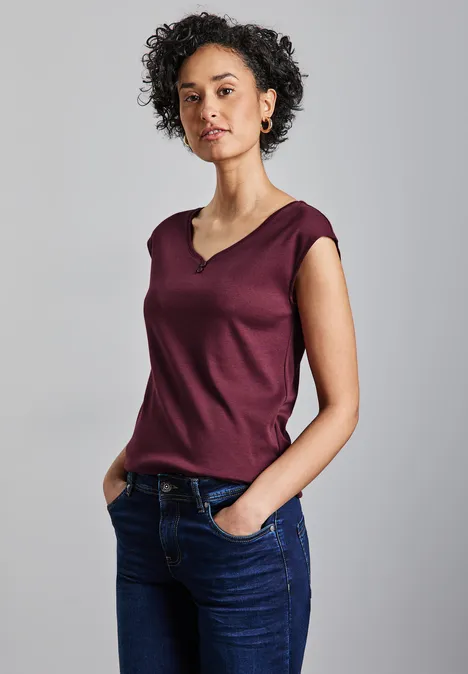 Long Shape Shirt mit Knöpfen dark cherry red