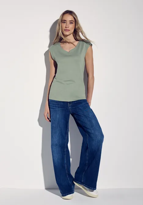 Long Shape Shirt mit Knöpfen dusty milky green