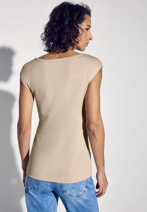 Long Shape Shirt mit Knöpfen cotton beige