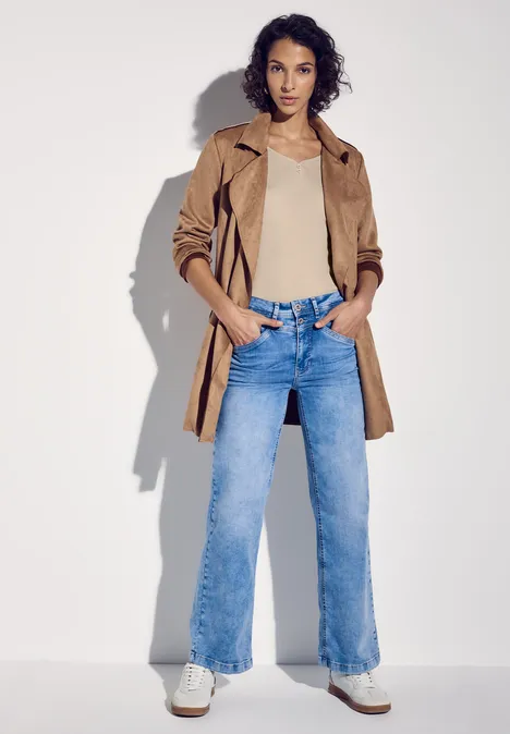 Long Shape Shirt mit Knöpfen cotton beige