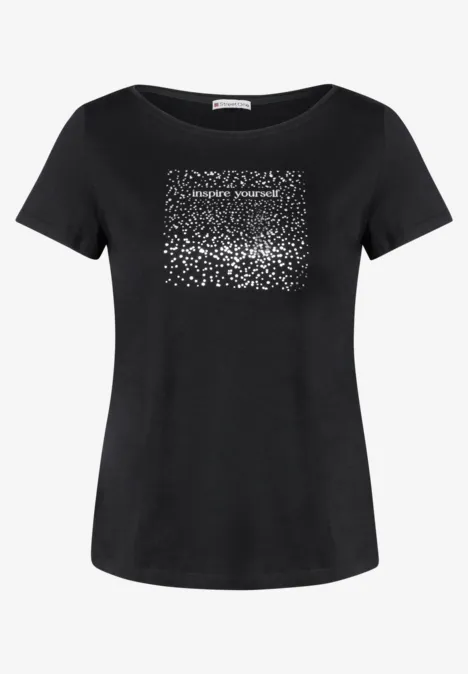 T-Shirt mit Folien-Print Black