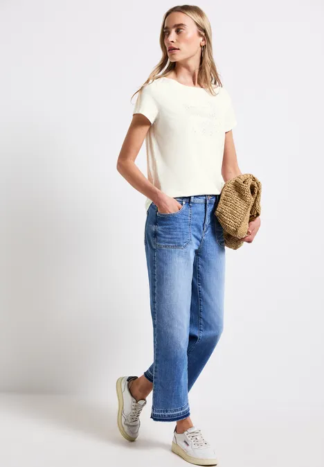 T-Shirt mit Folien-Print off white