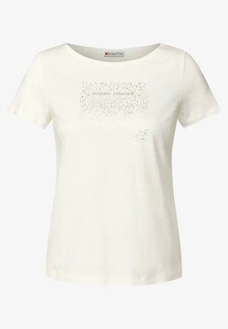 T-Shirt mit Folien-Print off white