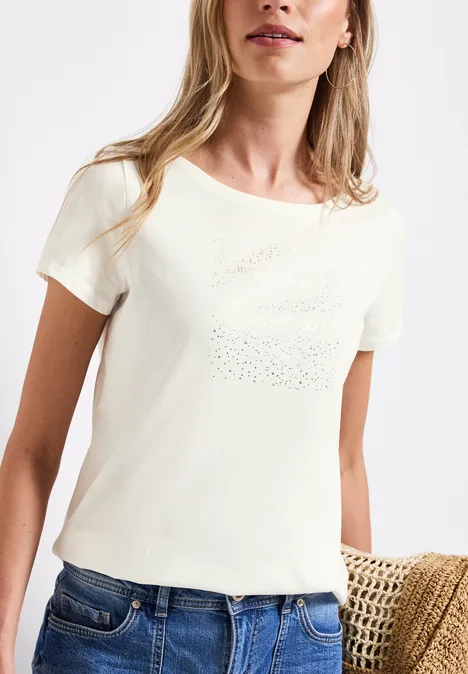 T-Shirt mit Folien-Print off white