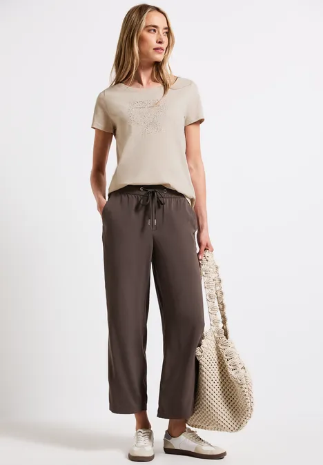T-Shirt mit Folien-Print smooth sand beige
