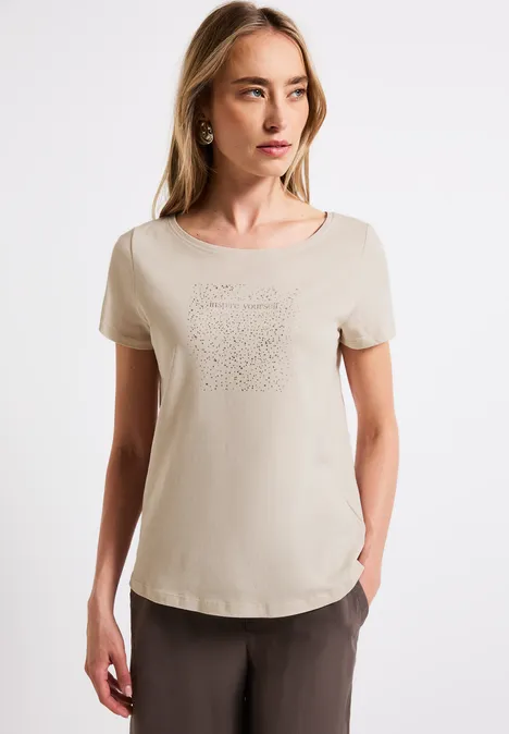 T-Shirt mit Folien-Print smooth sand beige