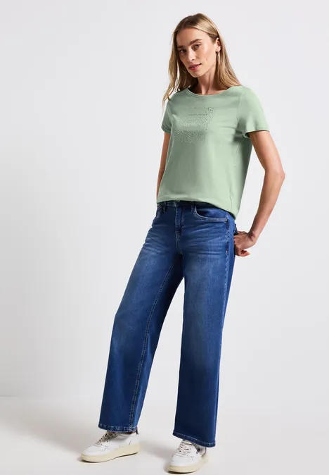 T-Shirt mit Folien-Print soft jade green