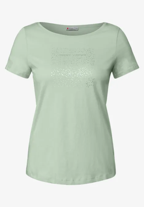 T-Shirt mit Folien-Print soft jade green