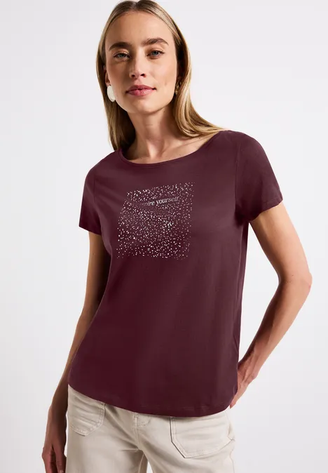 T-Shirt mit Folien-Print dark cherry red