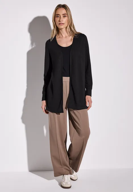 Lange Strick-Look Jacke Black