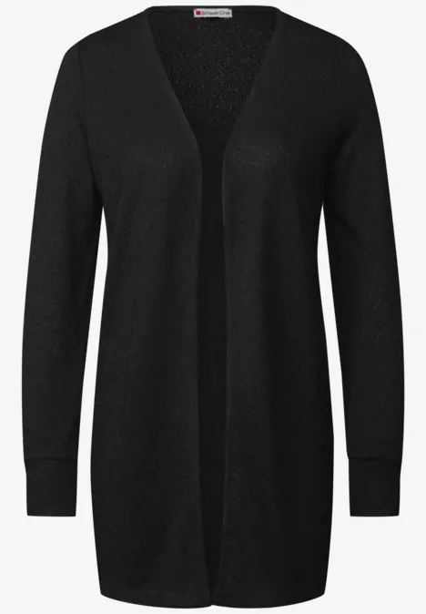 Lange Strick-Look Jacke Black