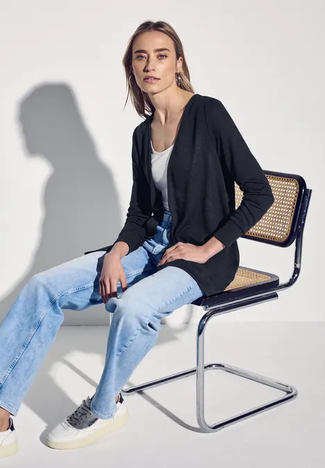 Lange Strick-Look Jacke deep blue