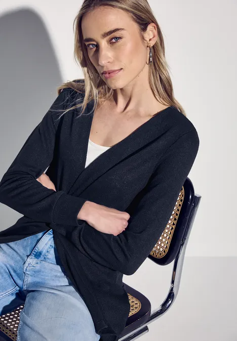 Lange Strick-Look Jacke deep blue