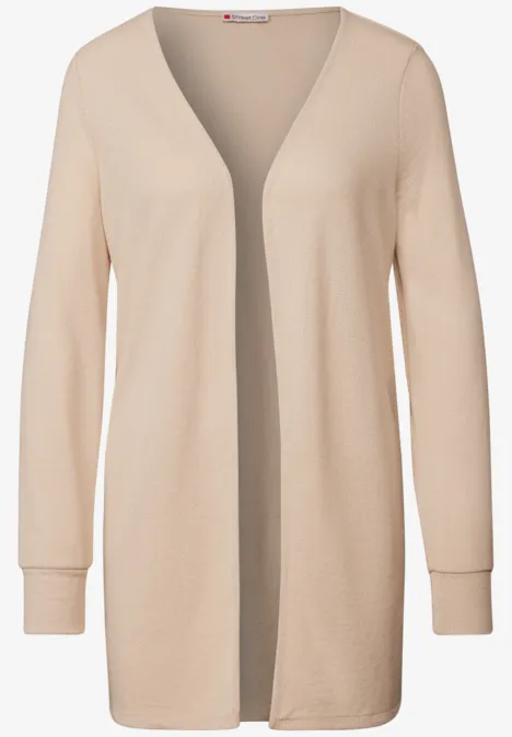 Lange Strick-Look Jacke cotton beige