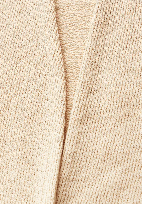 Lange Strick-Look Jacke cotton beige