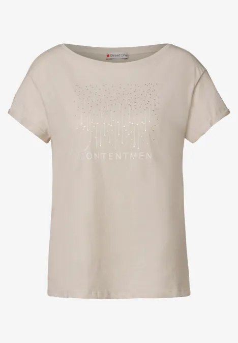 T-Shirt mit Print smooth sand beige