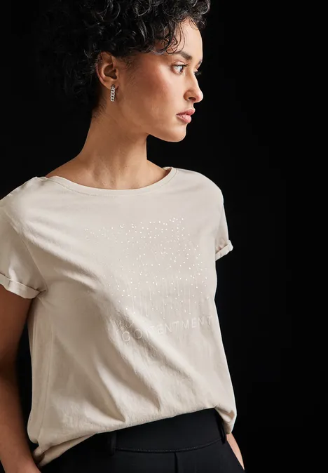 T-Shirt mit Print smooth sand beige