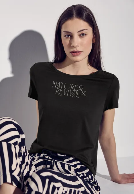 T-Shirt mit Wording Black