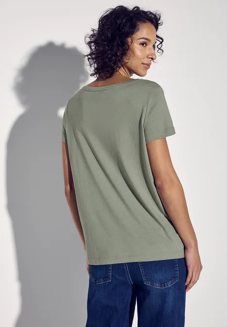 T-Shirt mit Wording dusty milky green