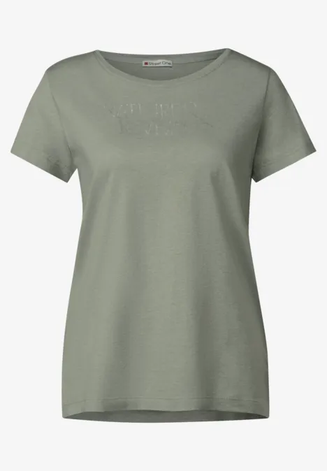 T-Shirt mit Wording dusty milky green