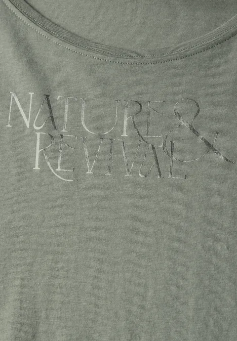T-Shirt mit Wording dusty milky green