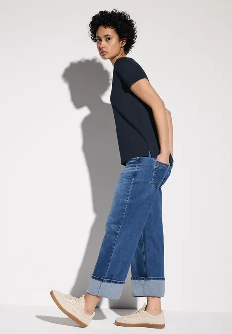 T-shirt à col en V deep blue