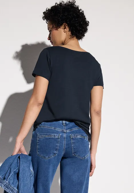 T-shirt à col en V deep blue