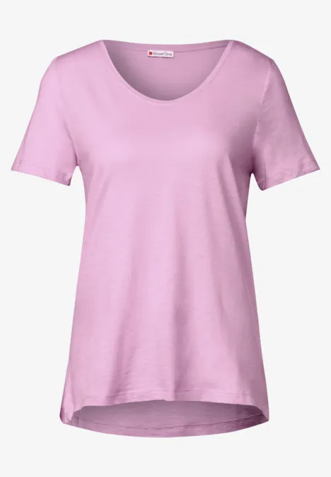 T-shirt à col en V cherry blossom rose