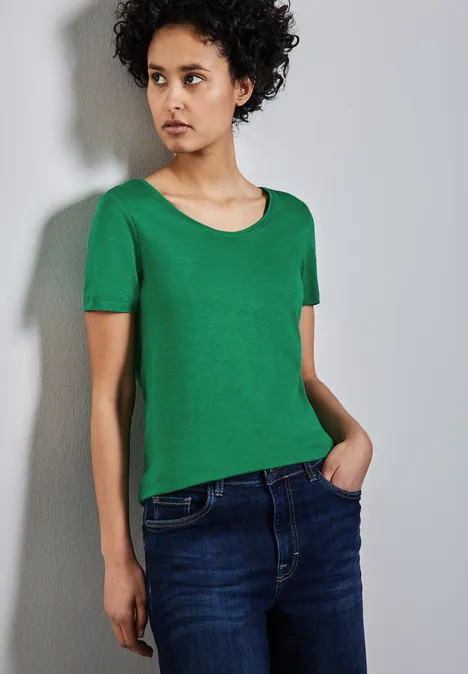 T-shirt à col en V glowing green